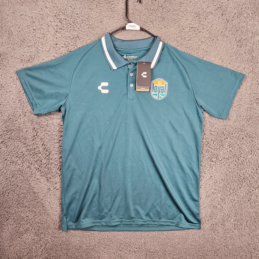 Charly Loyal Futbol UV Block‎ Polo Shirt Men's Green Large